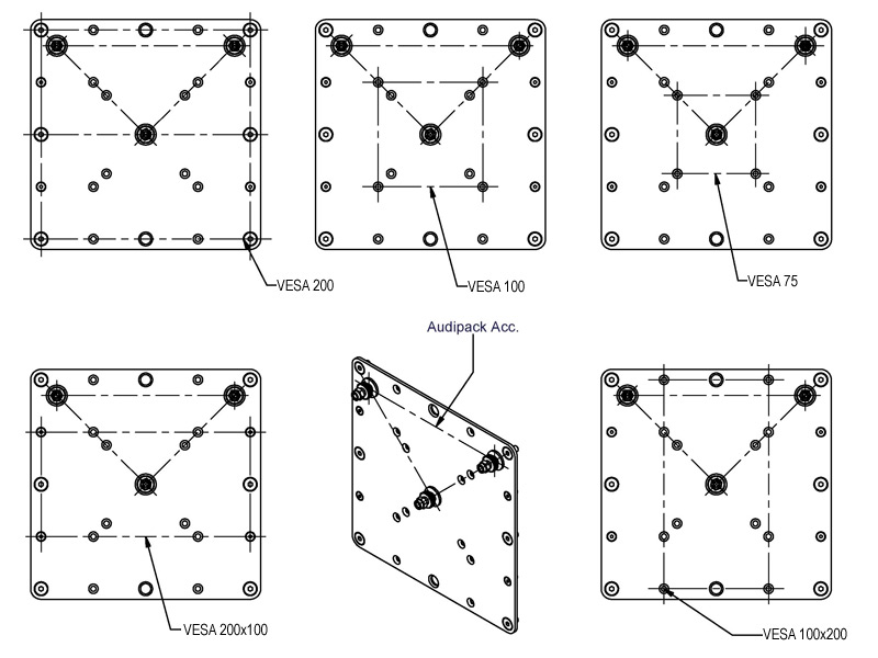 Audipack - Support VESA 600x400mm, vis M6